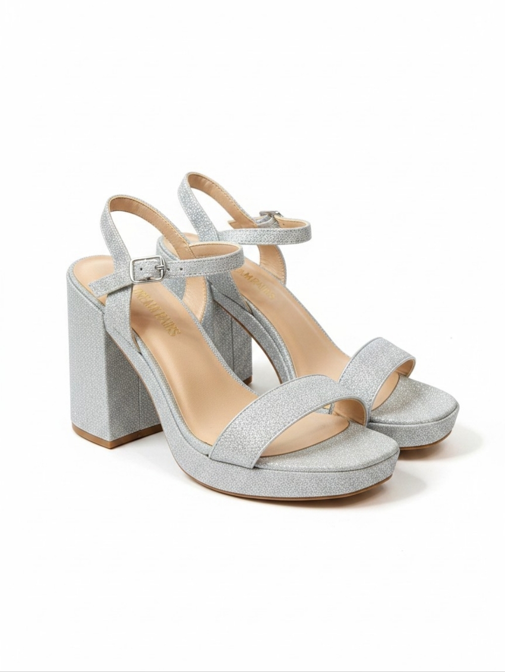 Dream Pairs Silver Glitter Chunky Heel Pumps — Size 9